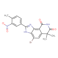 Chemical structure of 4-bromo-6,6-dimethyl-2-(4-methyl-3-nitrophenyl)-3H,6H,7H,8H,9H-imidazo[4,5-h]isoquinoline-7,9-dione - CSSB00160569006
