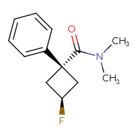 Chemical structure of (1r,3r)-3-fluoro-N,N-dimethyl-1-phenylcyclobutane-1-carboxamide - CSSB01992913467