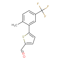 Chemical structure of 5-[2-methyl-5-(trifluoromethyl)phenyl]thiophene-2-carbaldehyde - CSSB00003760612