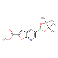 Chemical structure of methyl 5-(4,4,5,5-tetramethyl-1,3,2-dioxaborolan-2-yl)furo[2,3-b]pyridine-2-carboxylate - CSSB06270810452