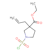 Chemical structure of ethyl 1-(chlorosulfonyl)-3-(prop-2-en-1-yl)pyrrolidine-3-carboxylate - CSSB21224773246