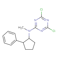 Chemical structure of 4,6-dichloro-N-methyl-N-(2-phenylcyclopentyl)-1,3,5-triazin-2-amine - CSSB21332061599