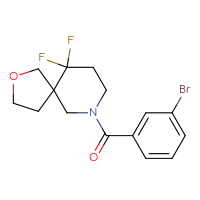 Chemical structure of 7-(3-bromobenzoyl)-10,10-difluoro-2-oxa-7-azaspiro[4.5]decane - CSSB01185553165