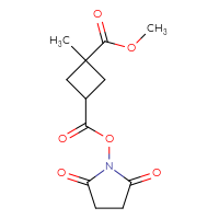 Chemical structure of 3-(2,5-dioxopyrrolidin-1-yl) 1-methyl 1-methylcyclobutane-1,3-dicarboxylate - CSSB20269748812