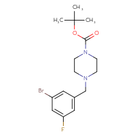 Chemical structure of tert-butyl 4-[(3-bromo-5-fluorophenyl)methyl]piperazine-1-carboxylate - CSSB00015191858