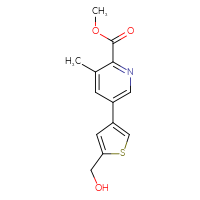 Chemical structure of methyl 5-[5-(hydroxymethyl)thiophen-3-yl]-3-methylpyridine-2-carboxylate - CSSB05736169782
