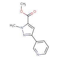Chemical structure of methyl 1-methyl-3-(pyridin-3-yl)-1H-pyrazole-5-carboxylate - CSSB00042951320