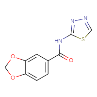 Chemical structure of N-(1,3,4-thiadiazol-2-yl)-2H-1,3-benzodioxole-5-carboxamide - CSSB00026317601
