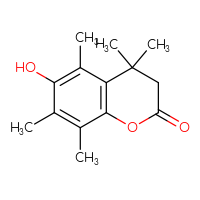 Chemical structure of 6-hydroxy-4,4,5,7,8-pentamethyl-3,4-dihydro-2H-1-benzopyran-2-one - CSSB02125602383