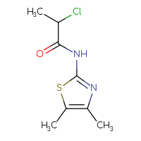 Chemical structure of 2-chloro-N-(4,5-dimethyl-1,3-thiazol-2-yl)propanamide - CSSB00000735954