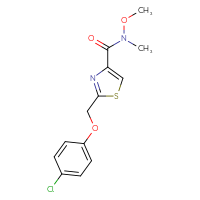 Chemical structure of 2-[(4-chlorophenoxy)methyl]-N-methoxy-N-methyl-1,3-thiazole-4-carboxamide - CSSB01395045790