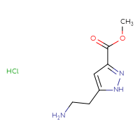 Chemical structure of methyl 5-(2-aminoethyl)-1H-pyrazole-3-carboxylate hydrochloride - CSSB00138557124