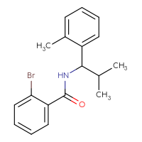 Chemical structure of 2-bromo-N-[2-methyl-1-(2-methylphenyl)propyl]benzamide - CSSB02074110378