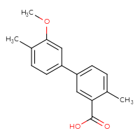 Chemical structure of 3'-methoxy-4,4'-dimethyl-[1,1'-biphenyl]-3-carboxylic acid - CSSB02507992162