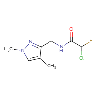 Chemical structure of 2-chloro-N-[(1,4-dimethyl-1H-pyrazol-3-yl)methyl]-2-fluoroacetamide - CSSB09888757276