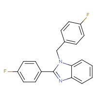 Chemical structure of 2-(4-fluorophenyl)-1-[(4-fluorophenyl)methyl]-1H-1,3-benzodiazole - CSSB00027794559