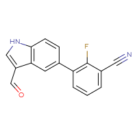 Chemical structure of 2-fluoro-3-(3-formyl-1H-indol-5-yl)benzonitrile - CSSB06591136930