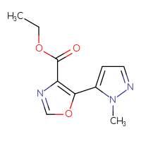 Chemical structure of ethyl 5-(1-methyl-1H-pyrazol-5-yl)-1,3-oxazole-4-carboxylate - CSSB00011769331