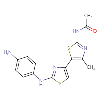 Chemical structure of N-(5-{2-[(4-aminophenyl)amino]-1,3-thiazol-4-yl}-4-methyl-1,3-thiazol-2-yl)acetamide - CSSB00000725388
