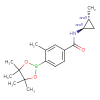 Chemical structure of rac-3-methyl-N-[(1R,2R)-2-methylcyclopropyl]-4-(4,4,5,5-tetramethyl-1,3,2-dioxaborolan-2-yl)benzamide - CSSB02522299361