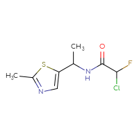 Chemical structure of 2-chloro-2-fluoro-N-[1-(2-methyl-1,3-thiazol-5-yl)ethyl]acetamide - CSSB09889820206