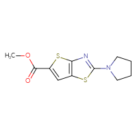 Chemical structure of methyl 2-(pyrrolidin-1-yl)thieno[2,3-d][1,3]thiazole-5-carboxylate - CSSB01999021414