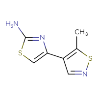 Chemical structure of 4-(5-methyl-1,2-thiazol-4-yl)-1,3-thiazol-2-amine - CSSB06724373868