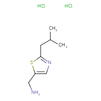 Chemical structure of 1-[2-(2-methylpropyl)-1,3-thiazol-5-yl]methanamine dihydrochloride - CSSB14873766739