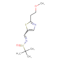 Chemical structure of (S)-N-{[2-(2-methoxyethyl)-1,3-thiazol-5-yl]methylidene}-2-methylpropane-2-sulfinamide - CSSB20671693125
