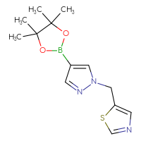 Chemical structure of 5-{[4-(4,4,5,5-tetramethyl-1,3,2-dioxaborolan-2-yl)-1H-pyrazol-1-yl]methyl}-1,3-thiazole - CSSB00055493053