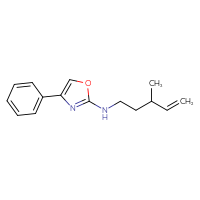 Chemical structure of N-(3-methylpent-4-en-1-yl)-4-phenyl-1,3-oxazol-2-amine - CSSB15067247586