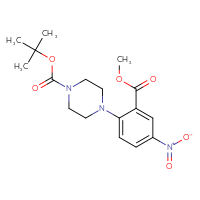 Chemical structure of tert-butyl 4-[2-(methoxycarbonyl)-4-nitrophenyl]piperazine-1-carboxylate - CSSB00020613912