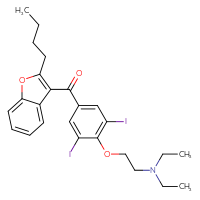 Chemical structure of {2-[4-(2-butyl-1-benzofuran-3-carbonyl)-2,6-diiodophenoxy]ethyl}diethylamine - CSSB00000053704