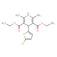 Chemical structure of 3,5-diethyl 4-(5-chlorothiophen-2-yl)-2,6-dimethyl-1,4-dihydropyridine-3,5-dicarboxylate - CSSB20539822401
