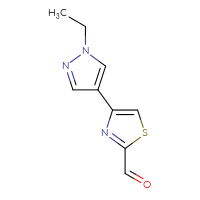 Chemical structure of 4-(1-ethyl-1H-pyrazol-4-yl)-1,3-thiazole-2-carbaldehyde - CSSB00011775444