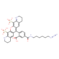 Chemical structure of 6-{4-[(6-azidohexyl)carbamoyl]-2-carboxyphenyl}-14-sulfo-2,3,4,8,9,10-hexahydro-1H-13-oxa-1,11-diazapentacen-11-ium-12-sulfonate - CSSB06645150680