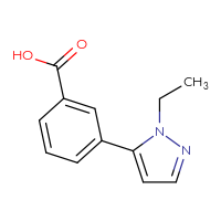 Chemical structure of 3-(1-ethyl-1H-pyrazol-5-yl)benzoic acid - CSSB00011961397
