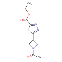 Chemical structure of ethyl 5-(1-acetylazetidin-3-yl)-1,3,4-thiadiazole-2-carboxylate - CSSB02485271518