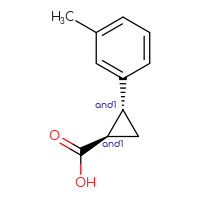 Chemical structure of rac-(1R,2R)-2-(3-methylphenyl)cyclopropane-1-carboxylic acid - CSSB00025772284