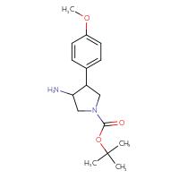 Chemical structure of tert-butyl 3-amino-4-(4-methoxyphenyl)pyrrolidine-1-carboxylate - CSSB00010196229