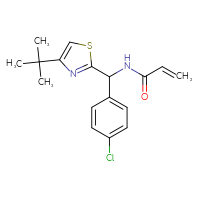 Chemical structure of N-[(4-tert-butyl-1,3-thiazol-2-yl)(4-chlorophenyl)methyl]prop-2-enamide - CSSB01100757591