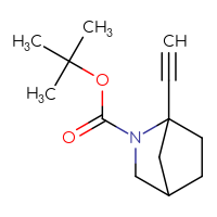 Chemical structure of tert-butyl 1-ethynyl-2-azabicyclo[2.2.1]heptane-2-carboxylate - CSSB06359037603