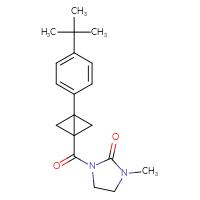 Chemical structure of 1-[3-(4-tert-butylphenyl)bicyclo[1.1.0]butane-1-carbonyl]-3-methylimidazolidin-2-one - CSSB21413479052