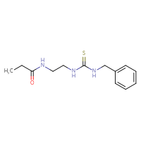 Chemical structure of N-{2-[(benzylcarbamothioyl)amino]ethyl}propanamide - CSSB01892783652