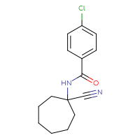 Chemical structure of 4-chloro-N-(1-cyanocycloheptyl)benzamide - CSSB00025739554