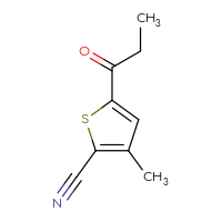 Chemical structure of 3-methyl-5-propanoylthiophene-2-carbonitrile - CSSB21103685592