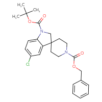 Chemical structure of 1'-benzyl 1-tert-butyl 5-chloro-1,2-dihydrospiro[indole-3,4'-piperidine]-1,1'-dicarboxylate - CSSB00010381823