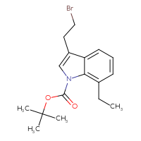 Chemical structure of tert-butyl 3-(2-bromoethyl)-7-ethyl-1H-indole-1-carboxylate - CSSB21332061246