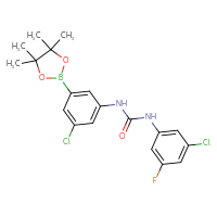 Chemical structure of 3-[3-chloro-5-(4,4,5,5-tetramethyl-1,3,2-dioxaborolan-2-yl)phenyl]-1-(3-chloro-5-fluorophenyl)urea - CSSB21332063722