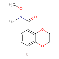 Chemical structure of 8-bromo-N-methoxy-N-methyl-2,3-dihydro-1,4-benzodioxine-5-carboxamide - CSSB21151590309